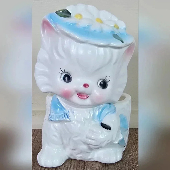 Sweet Vintage Napcoware Napco White Cat Planter 6917 - Picture 5 of 12